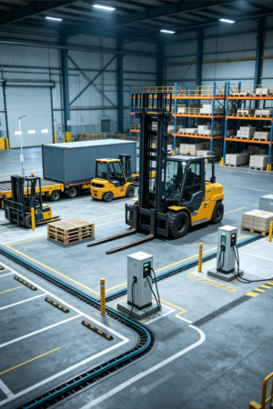 Power supply and charging infrastructure planning for large-tonnage material handling equipment