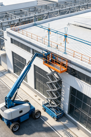 Anchor point positioning design for fall protection system (PFPE) for aerial work platforms